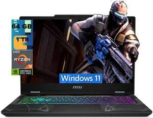 MSI Cyborg A15 Gaming Laptop, 15.6" FHD 144Hz, AMD Ryzen 9 270 8 Cores Processor, NVIDIA GeForce RTX 5060 8GB GDDR7, 64GB DDR5 1 TB PCIe SSD, 4-Zone RGB Keyboard, Wi-Fi 6E, Windows 11 MSI Cyborg A15 Gaming Laptop, 15.6" FHD 144Hz, AMD Ryzen 9 270 8 Cores Processor, NVIDIA GeForce RTX 5060 8GB GDDR7, 64GB DDR5 1 TB PCIe SSD, 4-Zone RGB Keyboard, Wi-Fi 6E, Windows 11