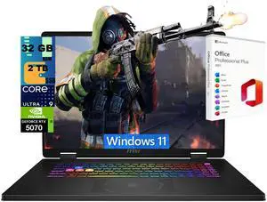 MSI Crosshair 18 Gaming Laptop, 18" QHD+ 240Hz, Intel Core Ultra 9 275HX 24-core Processor, NVIDIA RTX 5070 8GB GDDR7, 32GB DDR5 2 TB PCIe SSD, Wi-Fi 6E + Bluetooth, Windows 11, Office 2021 License MSI Crosshair 18 Gaming Laptop, 18" QHD+ 240Hz, Intel Core Ultra 9 275HX 24-core Processor, NVIDIA RTX 5070 8GB GDDR7, 32GB DDR5 2 TB PCIe SSD, Wi-Fi 6E + Bluetooth, Windows 11, Office 2021 License