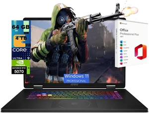 MSI Crosshair 18 Gaming Laptop, 18" QHD+ 240Hz, Intel Core Ultra 9 275HX 24-core Processor, NVIDIA RTX 5070 8GB GDDR7, 64GB DDR5 4 TB PCIe SSD, Wi-Fi 6E, Windows 11 Pro, Office 2021 License MSI Crosshair 18 Gaming Laptop, 18" QHD+ 240Hz, Intel Core Ultra 9 275HX 24-core Processor, NVIDIA RTX 5070 8GB GDDR7, 64GB DDR5 4 TB PCIe SSD, Wi-Fi 6E, Windows 11 Pro, Office 2021 License