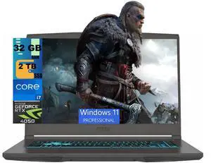 MSI Thin 15 Gaming Laptop, 15.6" FHD 144Hz Display, Intel Core i7 13620H 10 Cores Processor, NVIDIA GeForce RTX 4050 6 GB, 32GB DDR5 2 TB PCIe SSD, Backlit KB, Wi-Fi 6E, Windows 11 Pro MSI Thin 15 Gaming Laptop, 15.6" FHD 144Hz Display, Intel Core i7 13620H 10 Cores Processor, NVIDIA GeForce RTX 4050 6 GB, 32GB DDR5 2 TB PCIe SSD, Backlit KB, Wi-Fi 6E, Windows 11 Pro