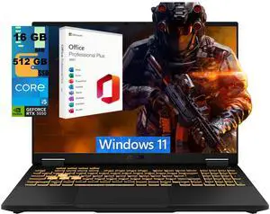ASUS TUF F16 Gaming Laptop, 16" FHD+ 165Hz, Intel Core i5-13450HX Processor, NVIDIA GeForce RTX 5050 8GB GDDR6, 16GB DDR5 512GB PCIe SSD, Wi-Fi 6E, Windows 11, Office 2021 License ASUS TUF F16 Gaming Laptop, 16" FHD+ 165Hz, Intel Core i5-13450HX Processor, NVIDIA GeForce RTX 5050 8GB GDDR6, 16GB DDR5 512GB PCIe SSD, Wi-Fi 6E, Windows 11, Office 2021 License