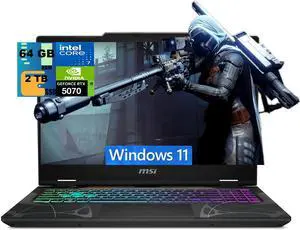 MSI Cyborg 15 Gaming Laptop, 15.6" FHD 144Hz, Intel 10-core 7 240H Processor, NVIDIA GeForce RTX 5070 8GB GDDR7, 64GB DDR5 2 TB PCIe SSD, 4-Zone RGB Backlit, Windows 11 MSI Cyborg 15 Gaming Laptop, 15.6" FHD 144Hz, Intel 10-core 7 240H Processor, NVIDIA GeForce RTX 5070 8GB GDDR7, 64GB DDR5 2 TB PCIe SSD, 4-Zone RGB Backlit, Windows 11