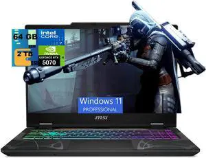 MSI Cyborg 15 Gaming Laptop, 15.6" FHD 144Hz, Intel 10-core 7 240H Processor, NVIDIA GeForce RTX 5070 8GB GDDR7, 64GB DDR5 2 TB PCIe SSD, 4-Zone RGB Backlit, Windows 11 Pro MSI Cyborg 15 Gaming Laptop, 15.6" FHD 144Hz, Intel 10-core 7 240H Processor, NVIDIA GeForce RTX 5070 8GB GDDR7, 64GB DDR5 2 TB PCIe SSD, 4-Zone RGB Backlit, Windows 11 Pro