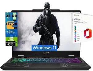 MSI Cyborg 15 Gaming Laptop, 15.6" FHD 144Hz, Intel 10-core 7 240H Processor, NVIDIA GeForce RTX 5070 8GB GDDR7, 32GB DDR5 512GB PCIe SSD, 4-Zone RGB Backlit, Windows 11, Office 2021 License MSI Cyborg 15 Gaming Laptop, 15.6" FHD 144Hz, Intel 10-core 7 240H Processor, NVIDIA GeForce RTX 5070 8GB GDDR7, 32GB DDR5 512GB PCIe SSD, 4-Zone RGB Backlit, Windows 11, Office 2021 License