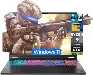 Acer Nitro 16S Gaming Laptop, 16" WQXGA 180Hz Display, AMD Ryzen AI 9 365 10-Cores Processor, NVIDIA GeForce RTX 5070 Ti 12 GB GDDR7, 64GB DDR5 1 TB PCIe SSD, Wi-Fi 6E, Windows 11 Acer Nitro 16S Gaming Laptop, 16" WQXGA 180Hz Display, AMD Ryzen AI 9 365 10-Cores Processor, NVIDIA GeForce RTX 5070 Ti 12 GB GDDR7, 64GB DDR5 1 TB PCIe SSD, Wi-Fi 6E, Windows 11