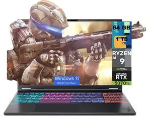 Acer Nitro 16S Gaming Laptop, 16" WQXGA 180Hz Display, AMD Ryzen AI 9 365 10-Cores Processor, NVIDIA GeForce RTX 5070 Ti 12 GB GDDR7, 64GB DDR5 1 TB PCIe SSD, Wi-Fi 6E, Windows 11 Pro Acer Nitro 16S Gaming Laptop, 16" WQXGA 180Hz Display, AMD Ryzen AI 9 365 10-Cores Processor, NVIDIA GeForce RTX 5070 Ti 12 GB GDDR7, 64GB DDR5 1 TB PCIe SSD, Wi-Fi 6E, Windows 11 Pro