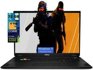 MSI Stealth 18 HX Gaming Laptop, 18" UHD+ 120Hz, Intel Core Ultra 9 275HX 24-Core Processor, NVIDIA GeForce RTX 5080 16GB GDDR7, 32GB DDR5 1 TB PCIe SSD, Wi-Fi 7, Windows 11 Pro MSI Stealth 18 HX Gaming Laptop, 18" UHD+ 120Hz, Intel Core Ultra 9 275HX 24-Core Processor, NVIDIA GeForce RTX 5080 16GB GDDR7, 32GB DDR5 1 TB PCIe SSD, Wi-Fi 7, Windows 11 Pro