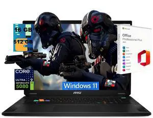 MSI Stealth 18 HX Gaming Laptop, 18" UHD+ 120Hz, Intel Core Ultra 9 275HX 24-Core Processor, GeForce RTX 5080 16GB GDDR7, 16GB DDR5 512GB PCIe SSD, Wi-Fi 7, Windows 11, Office 2021 License MSI Stealth 18 HX Gaming Laptop, 18" UHD+ 120Hz, Intel Core Ultra 9 275HX 24-Core Processor, GeForce RTX 5080 16GB GDDR7, 16GB DDR5 512GB PCIe SSD, Wi-Fi 7, Windows 11, Office 2021 License