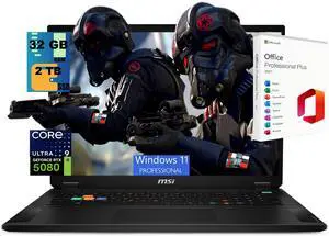 MSI Stealth 18 HX Gaming Laptop, 18" UHD+ 120Hz, Intel Core Ultra 9 275HX 24-Core Processor, GeForce RTX 5080 16GB GDDR7, 32GB DDR5 2 TB PCIe SSD, Wi-Fi 7, Windows 11 Pro, Office 2021 License MSI Stealth 18 HX Gaming Laptop, 18" UHD+ 120Hz, Intel Core Ultra 9 275HX 24-Core Processor, GeForce RTX 5080 16GB GDDR7, 32GB DDR5 2 TB PCIe SSD, Wi-Fi 7, Windows 11 Pro, Office 2021 License