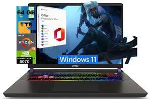 MSI Crosshair A16 Gaming Laptop, 16" 2.5K QHD+ 240Hz, AMD Ryzen 9 8940HX 16-Core Processor, NVIDIA Geforce RTX 5070 8 GB GDDR7, 64GB DDR5 1 TB PCIe SSD, Windows 11, Office 2021 License MSI Crosshair A16 Gaming Laptop, 16" 2.5K QHD+ 240Hz, AMD Ryzen 9 8940HX 16-Core Processor, NVIDIA Geforce RTX 5070 8 GB GDDR7, 64GB DDR5 1 TB PCIe SSD, Windows 11, Office 2021 License