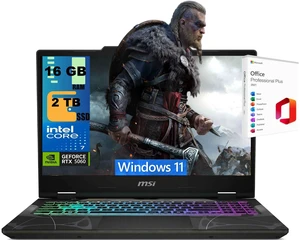 MSI Cyborg 15 Gaming Laptop, 15.6" 144Hz FHD Display, Intel Core 7 240H 10-Core Processor, NVIDIA GeForce RTX 5060 8GB GDDR7, 16GB DDR5 2 TB PCIe SSD, Wi-Fi 6E, Windows 11, Office 2021 License MSI Cyborg 15 Gaming Laptop, 15.6" 144Hz FHD Display, Intel Core 7 240H 10-Core Processor, NVIDIA GeForce RTX 5060 8GB GDDR7, 16GB DDR5 2 TB PCIe SSD, Wi-Fi 6E, Windows 11, Office 2021 License