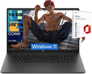 HP OmniBook 3 17 Laptop, 17.3" FHD (1920×1080) Display, Intel Core Ultra 7 255U 12-core Processor, Intel Graphics, 16GB DDR5 256GB PCIe SSD, Backlit KB, Wi-Fi 7, Windows 11, Office 2021 License HP OmniBook 3 17 Laptop, 17.3" FHD (1920×1080) Display, Intel Core Ultra 7 255U 12-core Processor, Intel Graphics, 16GB DDR5 256GB PCIe SSD, Backlit KB, Wi-Fi 7, Windows 11, Office 2021 License
