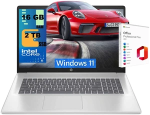 HP 17 Business Laptop, 17.3" HD+ (1600x900) Touchscreen, Intel Core 5 120U 10 cores Processor, Intel Graphics, 16GB DDR4  2 TB PCIe SSD, 720p HD camera, Wi-Fi 6, Windows 11, Office 2021 License