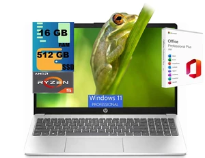 HP 15 Laptop, 15.6" Full HD (1920×1080) Touchscreen, AMD Ryzen 5 7530U 6 cores Processor, AMD Radeon Graphics, 16GB DDR4 512GB PCIe SSD, WiFi 6, BT 5.4, Windows 11 Pro, Office 2021 License HP 15 Laptop, 15.6" Full HD (1920×1080) Touchscreen, AMD Ryzen 5 7530U 6 cores Processor, AMD Radeon Graphics, 16GB DDR4 512GB PCIe SSD, WiFi 6, BT 5.4, Windows 11 Pro, Office 2021 License