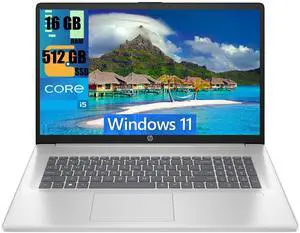HP 17 Laptop, 17.3" FHD Display, Intel Core i5-1334U 10 Cores Processor, Intel Iris Xe Graphics, 16GB DDR4  512GB PCIe SSD, Wi-Fi 6, Webcam, Backlit Keyboard, Windows 11