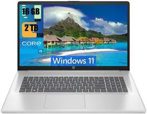 HP 17 Laptop, 17.3" FHD Display, Intel Core i5-1334U 10 Cores Processor, Intel Iris Xe Graphics, 16GB DDR4  2TB PCIe SSD, Wi-Fi 6, Webcam, Backlit Keyboard, Windows 11