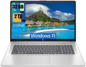 HP 17 Laptop, 17.3" FHD Display, Intel Core i5-1334U 10 Cores Processor, Intel Iris Xe Graphics, 32GB DDR4  2TB PCIe SSD, Wi-Fi 6, Webcam, Backlit Keyboard, Windows 11