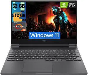 HP Victus 15 Gaming Laptop, 15.6" FHD 144Hz Display, AMD Ryzen 5 7535HS 6 cores Processor, NVIDIA GeForce RTX 2050 4GB GDDR6, 32GB DDR5  512GB PCIe SSD, Backlit Keyboard, Wi-Fi 6, Windows 11