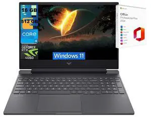 HP Victus 15 Laptop, 15.6" FHD 144Hz, Intel Core i5-12500H 12 Cores Processor, NVIDIA GeForce RTX 4050 GPU 6 GB, 16GB DDR5  512GB PCIe SSD, Backlit Keyboard, Wi-Fi 6, Windows 11 ,Office 2024 License