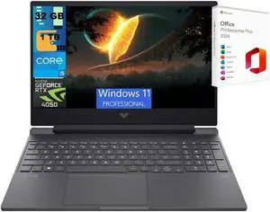 HP Victus 15 Laptop, 15.6" FHD 144Hz, Intel Core i5-12500H 12 Cores Processor, NVIDIA GeForce RTX 4050 GPU 6 GB, 32GB DDR5  1TB PCIe SSD, Backlit Keyboard, Wi-Fi 6, Windows 11 Pro ,Office 2024 License
