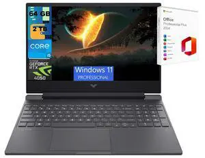 HP Victus 15 Laptop, 15.6" FHD 144Hz, Intel Core i5-12500H 12 Cores Processor, NVIDIA GeForce RTX 4050 GPU 6 GB, 64GB DDR5  2TB PCIe SSD, Backlit Keyboard, Wi-Fi 6, Windows 11 Pro ,Office 2024 License