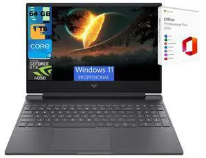 HP Victus 15 Laptop, 15.6" FHD 144Hz, Intel Core i5-12500H 12 Cores Processor, NVIDIA GeForce RTX 4050 GPU 6 GB, 64GB DDR5  1TB PCIe SSD, Backlit Keyboard, Wi-Fi 6, Windows 11 Pro ,Office 2024 License