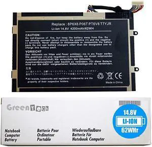GreenTech PT6V8 Replacement Battery for Alienware M11x R2 R3 Alienware M14x R2 - GreenTech 14.8V 63WHr 4 Cell Battery T7YJR 8P6X6