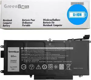 GreenTech 60Whr N18GG Replacement Battery for Dell Latitude 5289, Latitude 5289 2-in-1, Latitude 7389, Latitude 7389 2-in-1 - GreenTech Li-Ion 7.6V, 60Whr 4 Cell Battery K5XWW, 725KY, 71TG4