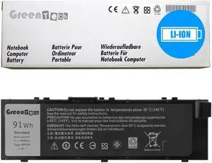 GreenTech New MFKVP Replacement Battery for Dell Pecision 7510, Precison 7520, Precision 7710, Precision 7720 - GreenTech 11.4V 91Whr 9 Cell Battery 0V48RM V48RM RDYCT TWCPG