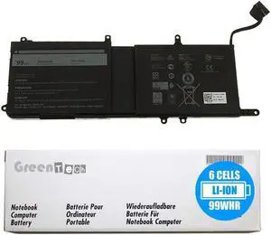 GreenTech New 9NJM1 Replacement Battery for Dell Alienware 15 R3, Dell Alienware 15 R4, Dell Alienware 17 R4, Dell Alienware 17 R5 - GreenTech Li-Ion 11.4V 99Whr 6 Cell Battery 01D82, MG2YH