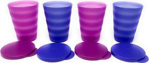 Tupperware Impression Tumblers Blue, Purple 10 oz Set Of 4 New