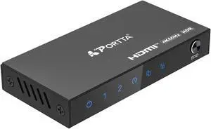 PORTTA 4K HDMI 2-Port Video Splitter  1x2 HDMI Splitter w/ Solid Aluminum Housing  4K 60Hz