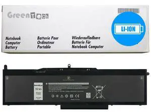 GREENTECH VG93N 451-BBZH BATTERY FOR DELL PRECISION 3520 PRECISION 3530 LATITUDE 5580 LATITUDE 5591 11.4V 92WHR X0TVD WFWKK 451-BBXY NY5PG