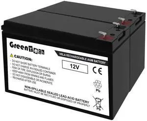 GREENTECH COMPATIBLE RB1290X2-12V9AH SLA BATTERY FOR CYBERPOWER BRG1500AVRLCD, LX1500GU CP1350AVRLCD, CP1500AVRLCD, CST150XLU 12V 9AH REPLACES RB1290X2