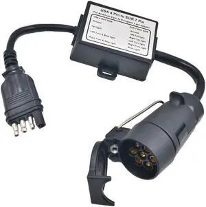 CARROFIX USA to EU Trailer Light Converter US 4-Way Flat Plug to EU 7-Way Round Connector