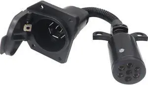 CARROFIX Vehicle 7 Pole Round Pin to 7 Way RV Blade Trailer Wiring Connector Plug Adapter