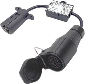 CARROFIX Trailer Light Adapter Converter US Vehicle 7-Way Plug to European 13-Pin Round Connector