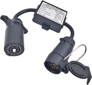 CARROFIX USA to EU Trailer Light Converter US 7-Way Blade Socket to EU 7-Pin Round Plug