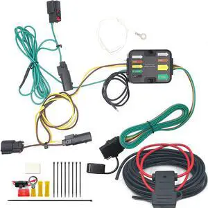 CARROFIX Custom Fit Vehicle Wiring Harness Kit with 4 Way Flat Trailer Connector Powered Converter for Ford Transit-150, 250, 350 Connect