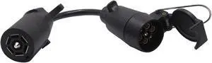 CARROFIX American Style Vehicle-end 7 Way Blade Connector to European Style Trailer 7 Pin Round Plug