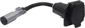 CARROFIX Vehicle-Side 6-Way Round to 7-Way RV Blade Trailer Wiring Adapter, 6 Pole on Truck to 7 Blade on Trailer Connector, Flexible Wire Gives More Turning Radius