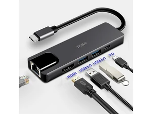 USB C Hub HDMI Adapter for MacBook Pro 2019/2018/2017, 5 in 1 Dongle USB-C to 4K HDMI, 1000Mbps Ethernet Port, 100W Power Delivery and 2 Ports USB 3.0 (Space Gray) USB C Hub HDMI Adapter for MacBook Pro 2019/2018/2017, 5 in 1 Dongle USB-C to 4K HDMI, 1000Mbps Ethernet Port, 100W Power Delivery and 2 Ports USB 3.0 (Space Gray)