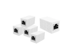 RJ45 Female To Female Network Ethernet LAN Splitter Connector Transfer Head RJ45 Adapter Coupler for Cat7 Cat6 Cat5e(5-pack White) RJ45 Female To Female Network Ethernet LAN Splitter Connector Transfer Head RJ45 Adapter Coupler for Cat7 Cat6 Cat5e(5-pack White)