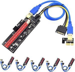 6PCS Newest Ver009 USB 3.0 Pci-E Riser 009S Express 1X 4X 8X 16X Extender Riser Card Sata 15Pin to 6 Pin Power Cable