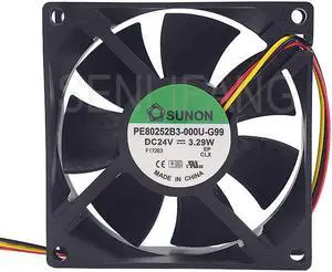 New For PE80252B3-000U-G99 DC 24V 3.29W 80x80x25mm 3-Wire Server Cooling Fan