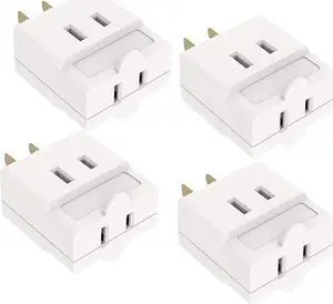 Oviitech Single Receptacle to 3 Outlet Cube Wall Tap,Plug-In Triple Outlet Polarized Adapter,White(4 Pack)