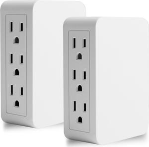 Plug in Outlet Extender,6 Grounded Outlet Wall Tap Adapter,Side Access,Electrical Wall Plug,UL Listed (Side Entry/2PK)