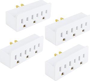3 Outlet Adapter, 3 Way Plug Splitter, 1 to 3 Plug Outlet Adapter, ETL/UL Listed, White, 4PACK