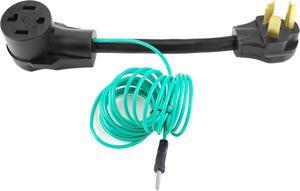 NEMA 10-30P to 14-30R Dryer Adapter, 30A, 250V, STW 10AWG*3C, 3 Prong to 4 Prong Dryer Plug Adapter with Green Ground Wire, 1FT,Black