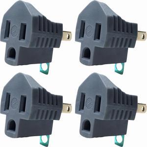 3 Prong to 2 Prong Adapter, Polarized Grounding Converter, 3-Prong Plug Adapter, ETL, Grey, 4 Pack